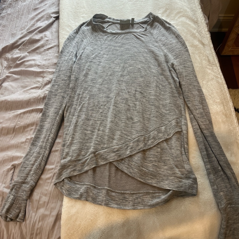 Athleta Gray Asymmetrical Hoodie Sweatshirt